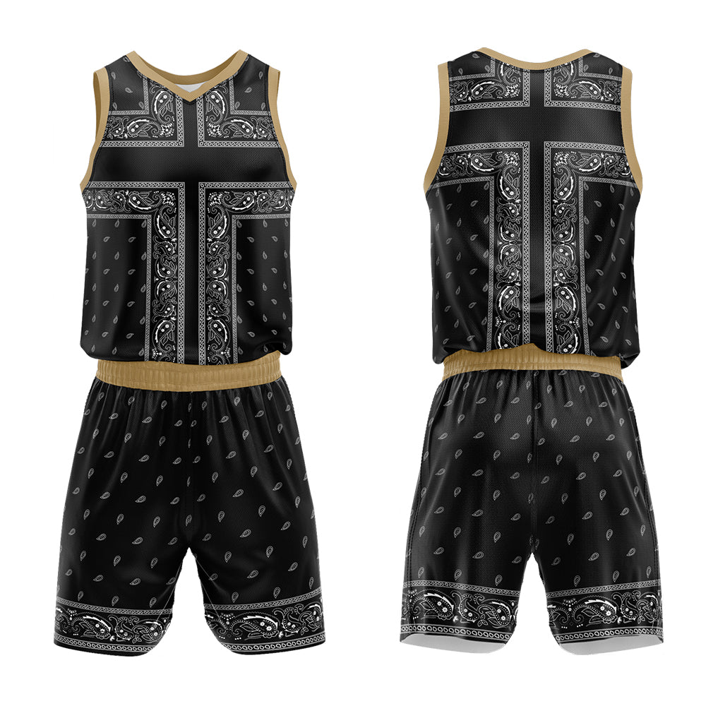 Custom Black Gold Basketball Jersey Uniform Suit Printed Your Logo Name Number