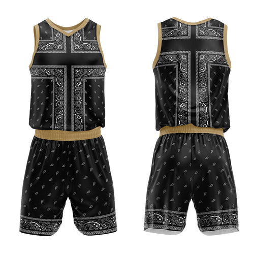 Custom Black Gold Basketball Jersey Uniform Suit Printed Your Logo Name Number