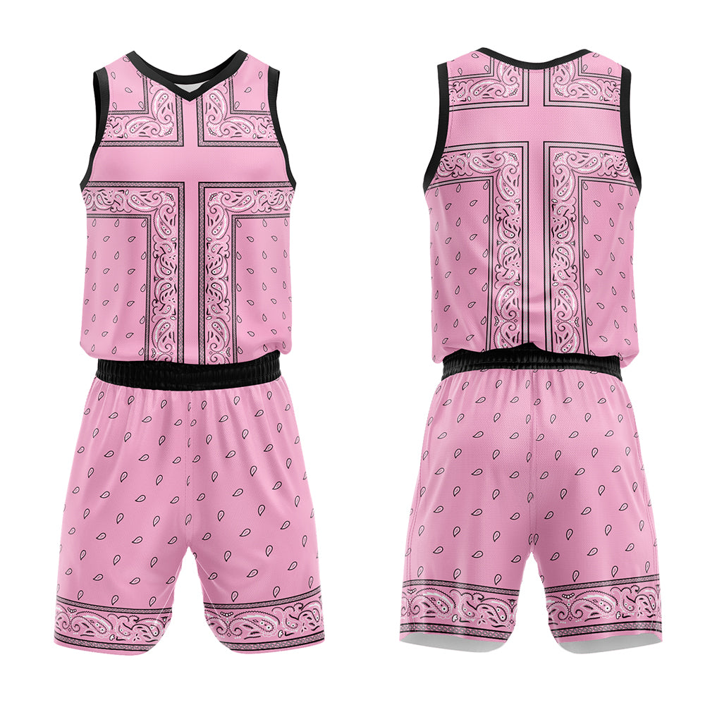 Custom Pink Black Basketball Jersey Uniform Suit Printed Your Logo Name Number