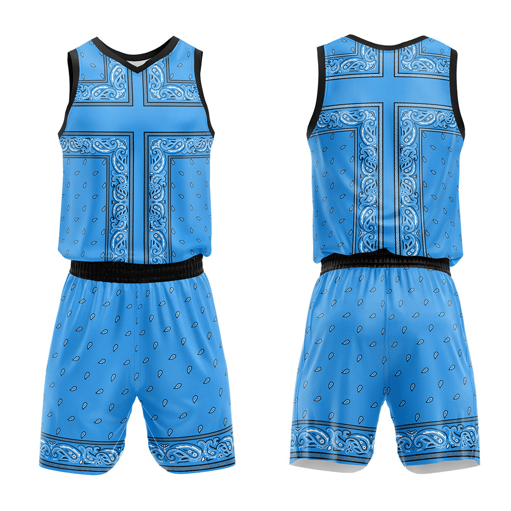 Custom Light Blue Black Basketball Jersey Uniform Suit Printed Your Logo Name Number