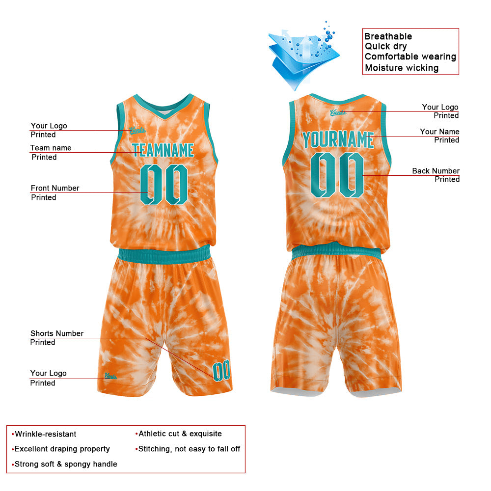 Custom Orange Basketball Jersey Uniform Suit Printed Your Logo Name Number