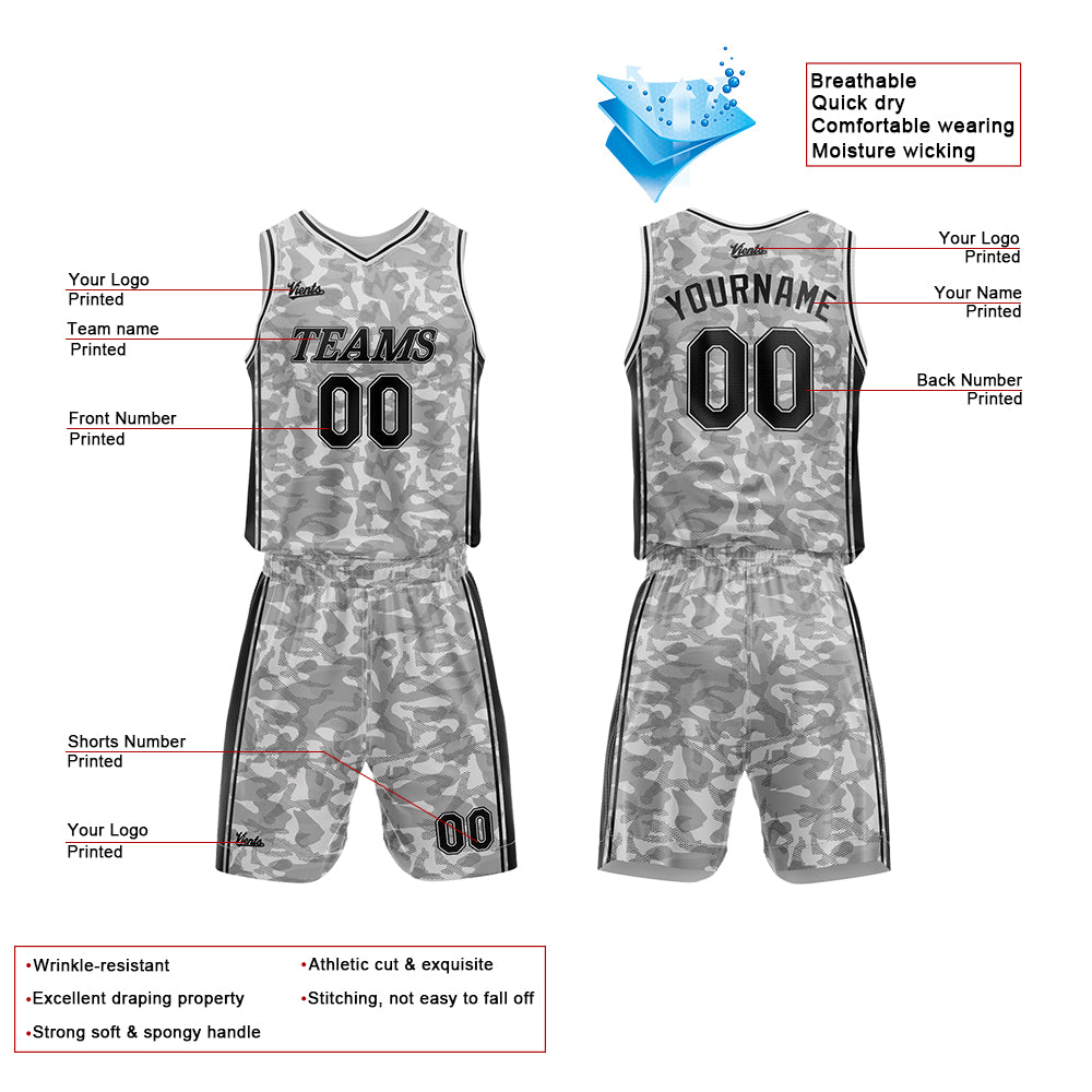 Custom Gray Basketball Jersey Uniform Suit Printed Your Logo Name Number