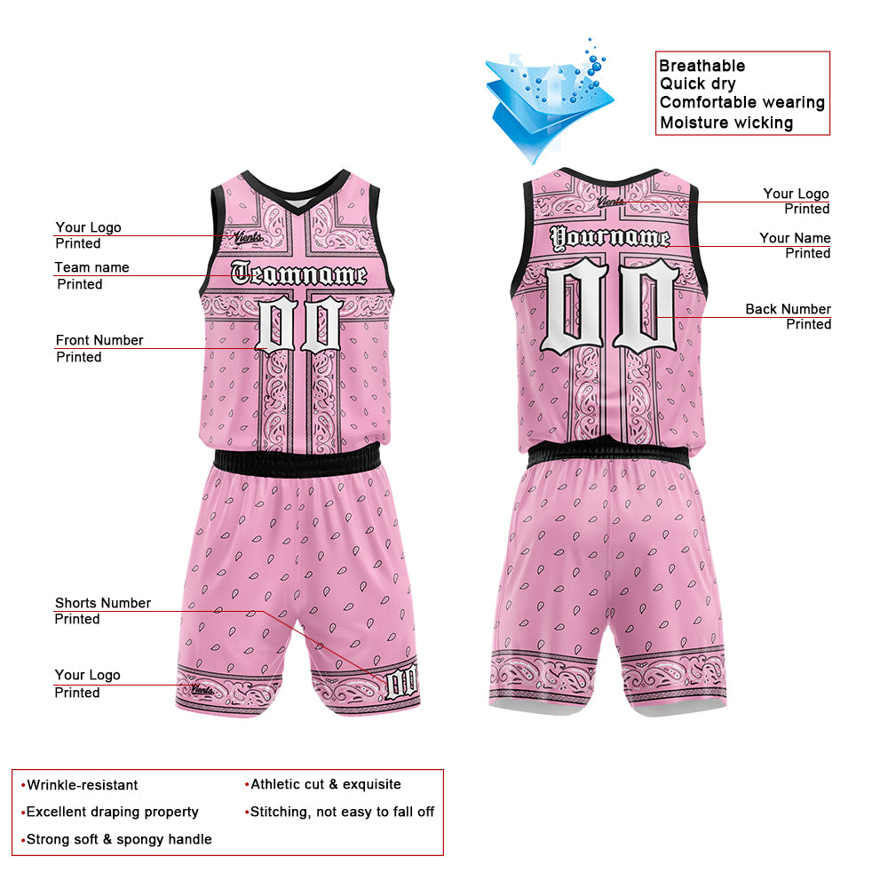 Custom Pink Black Basketball Jersey Uniform Suit Printed Your Logo Name Number