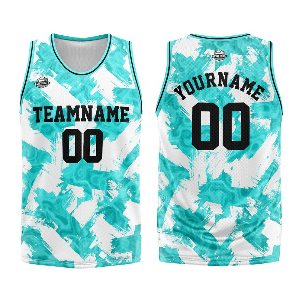 Custom Aqua White Basketball Jersey Uniform Suit Printed Your Logo Name Number