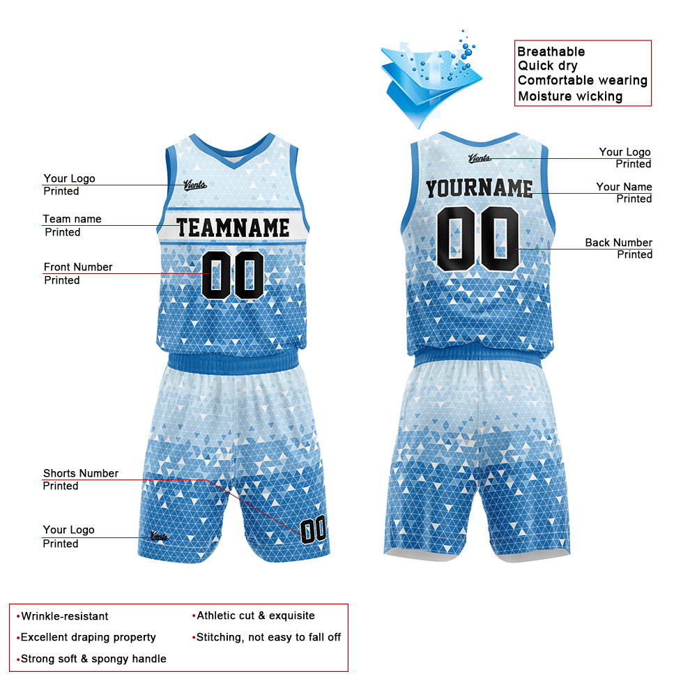 Custom Blue Basketball Jersey Uniform Suit Printed Your Logo Name Number