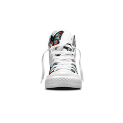 Graceful Soar: Mid-Top Canvas Shoes adorned with Butterfly Elegance for Men and Women – A Whimsical Step into Style and Comfort