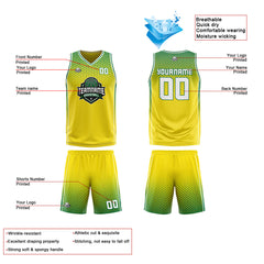 Custom Yellow Green Reversible Basketball Suit for Adults and Kids Personalized Jersey