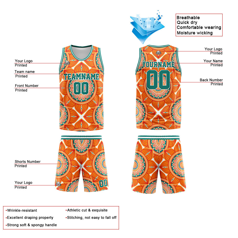 Custom Orange Basketball Jersey Uniform Suit Printed Your Logo Name Number