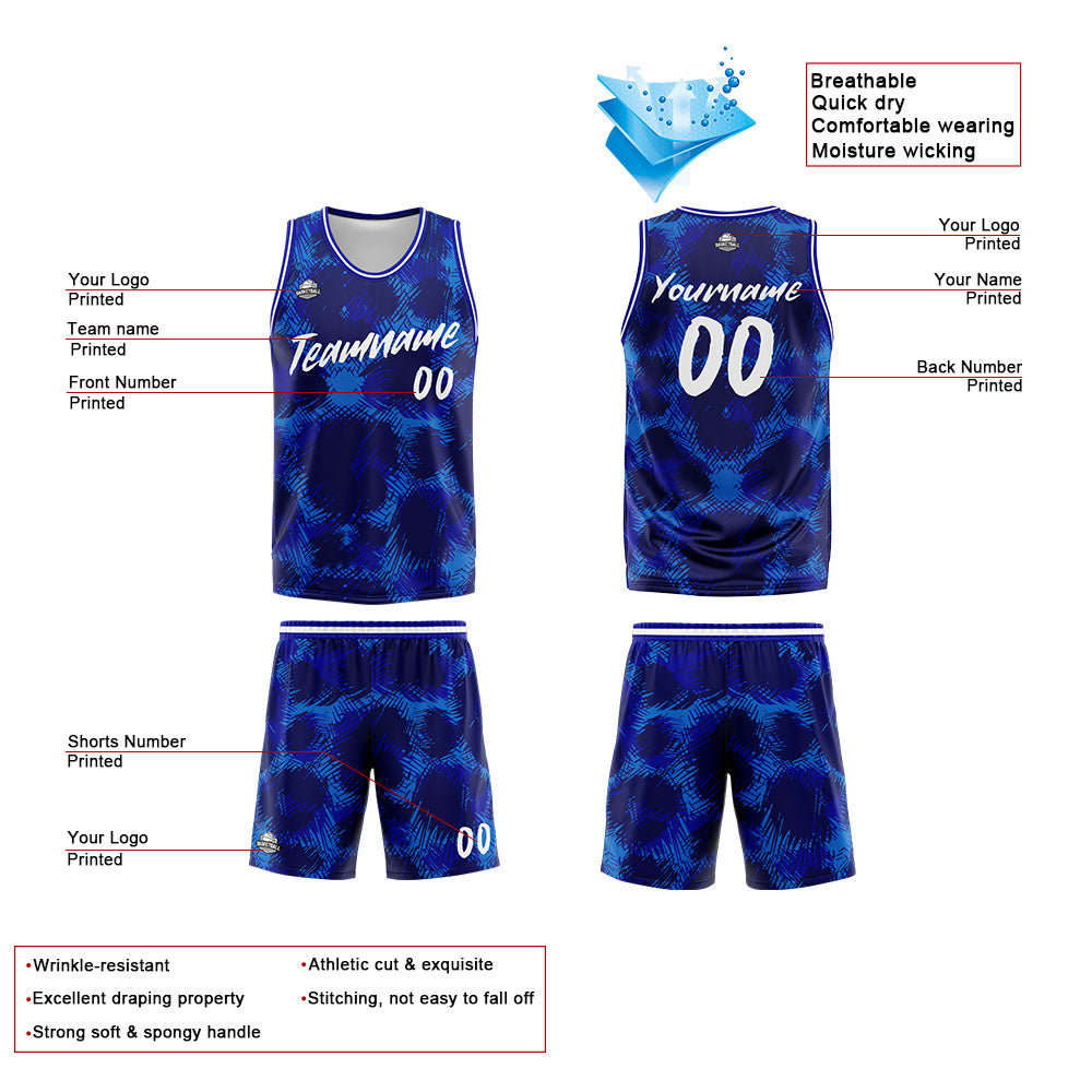 Custom Royal leopard print Basketball Jersey Uniform Suit Printed Your Logo Name Number
