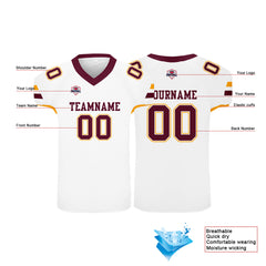 Custom Football Jersey Shirt Personalized Printed Team Name Number White