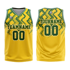 Custom Yellow Green Basketball Jersey Uniform Suit Printed Your Logo Name Number