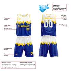 Custom White Blue Basketball Jersey Uniform Suit Printed Your Logo Name Number