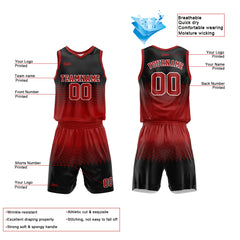 Custom Red Black Basketball Jersey Uniform Suit Printed Your Logo Name Number