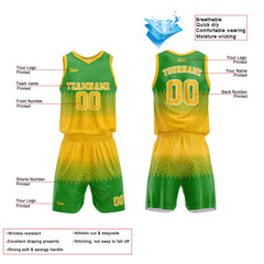Custom Yellow Green Basketball Jersey Uniform Suit Printed Your Logo Name Number