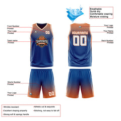 Custom Blue Orange White Reversible Basketball Suit for Adults and Kids Personalized Jersey