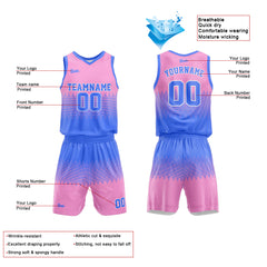 Custom Blue Pink Basketball Jersey Uniform Suit Printed Your Logo Name Number