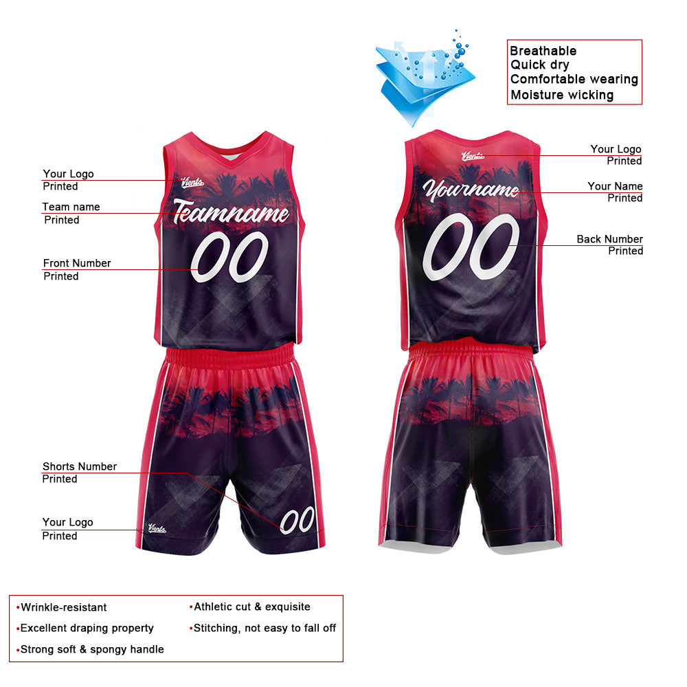 Custom Sunset Coast Basketball Jersey Uniform Suit Printed Your Logo Name Number