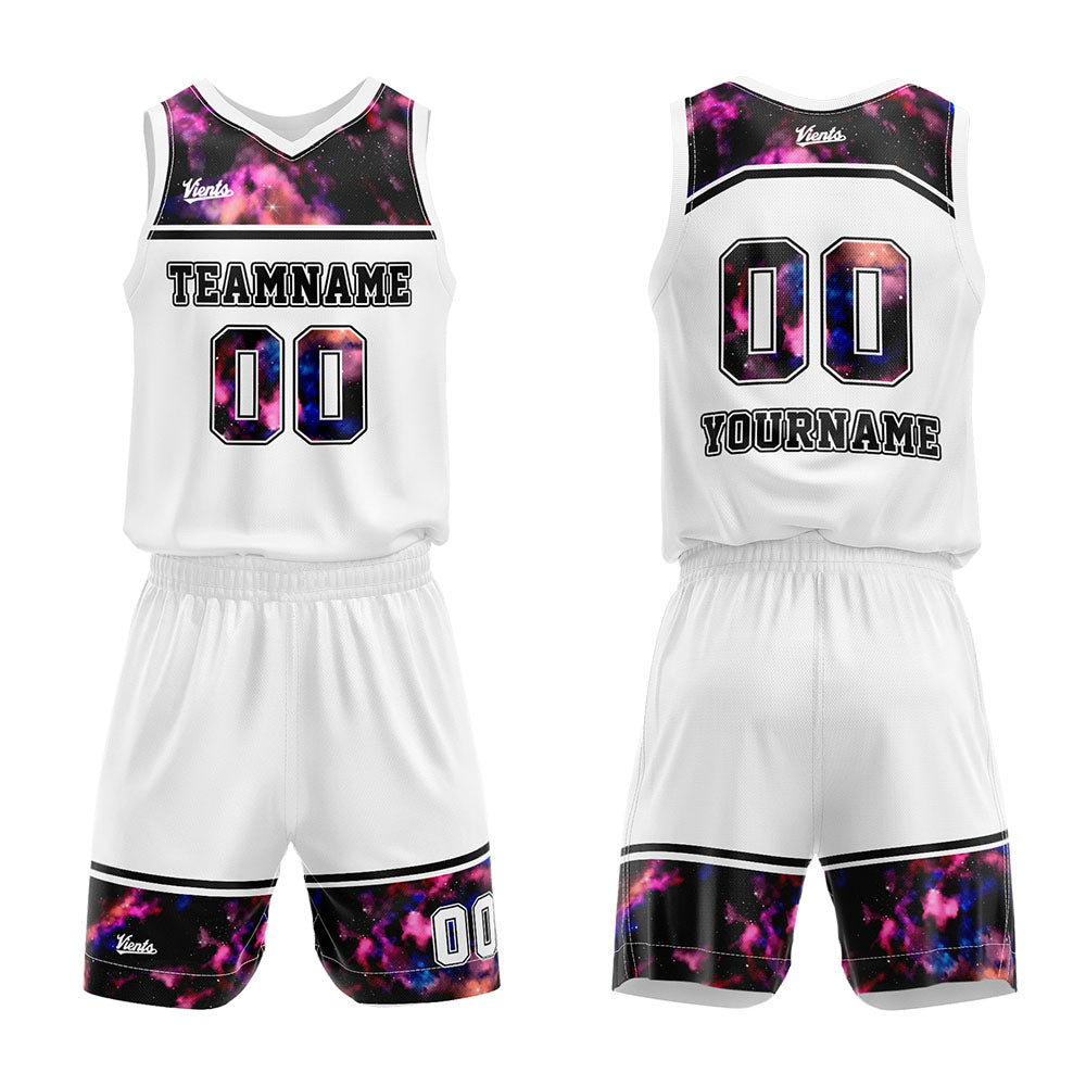 Custom White Starry Sky Basketball Jersey Uniform Suit Printed Your Logo Name Number