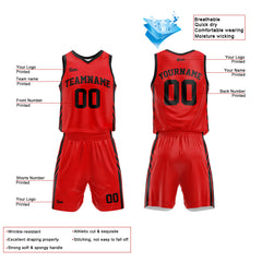 Custom Red Black Basketball Jersey Uniform Suit Printed Your Logo Name Number