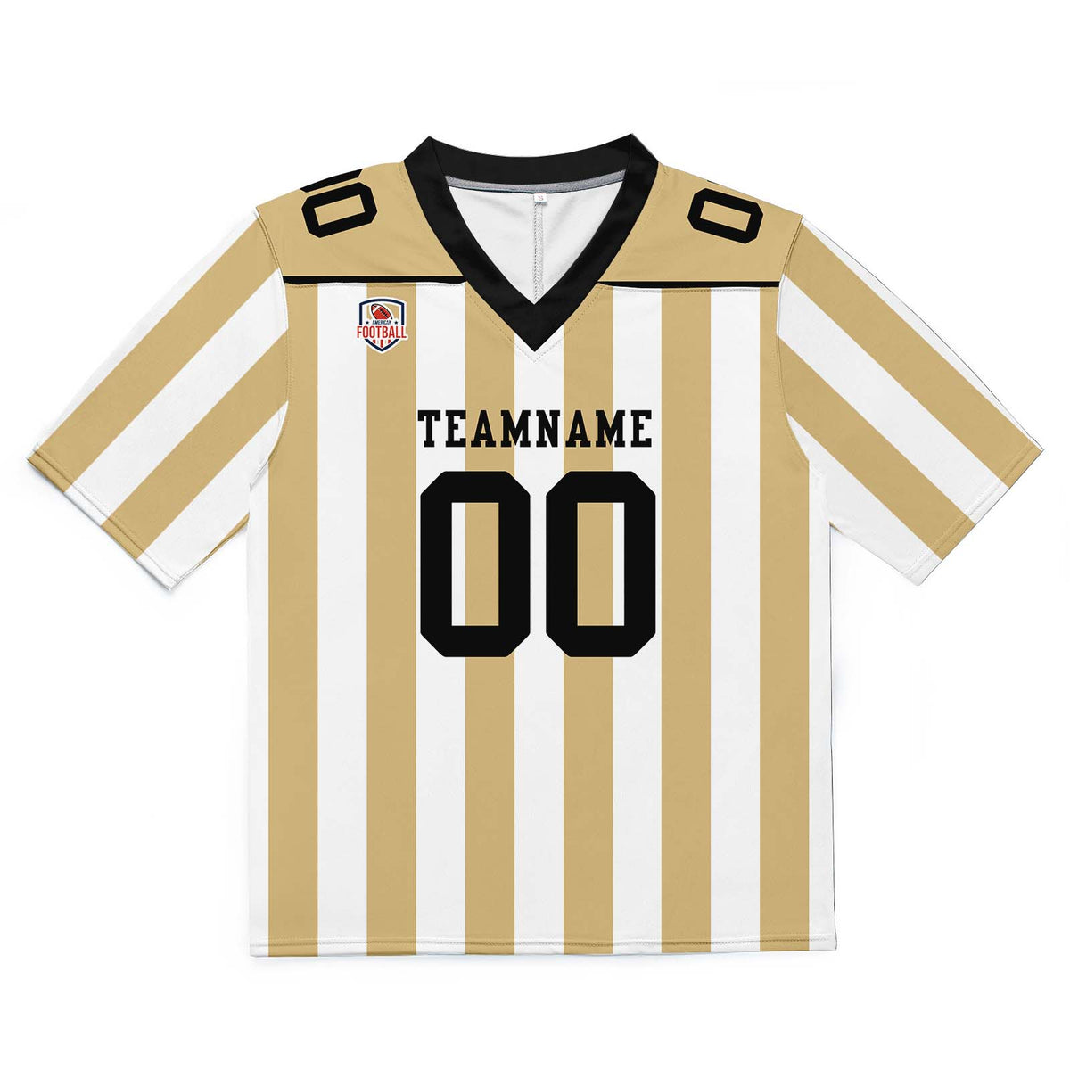 Custom Football Jersey Shirt Personalized Stitched Printed Team Name Number Gold & White