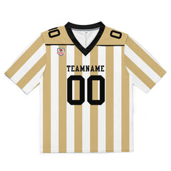 Custom Football Jersey Shirt Personalized Stitched Printed Team Name Number Gold & White