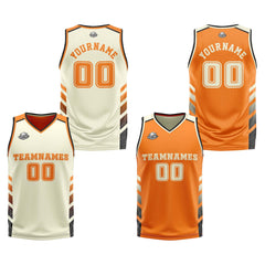 Custom Cream Orange Black Reversible Basketball Suit for Adults and Kids Personalized Jersey