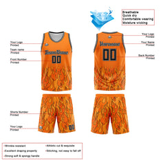 Custom Orange flame Basketball Jersey Uniform Suit Printed Your Logo Name Number