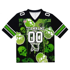 Custom Football Jersey Shirt Personalized Stitched Printed Team Name Number Graffiti skull-Green