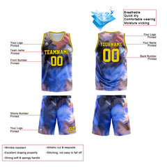 Custom Yellow Blue Basketball Jersey Uniform Suit Printed Your Logo Name Number