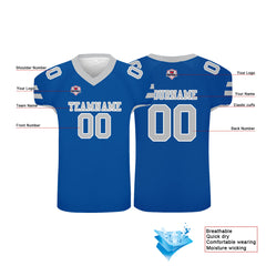 Custom Football Jersey Shirt Personalized Printed Team Name Number Blue