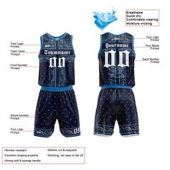 Custom Navy Blue Basketball Jersey Uniform Suit Printed Your Logo Name Number