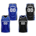 Custom Blue Black White Reversible Basketball Suit for Adults and Kids Personalized Jersey