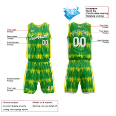 Custom Acoustic Wave Green Basketball Jersey Uniform Suit Printed Your Logo Name Number