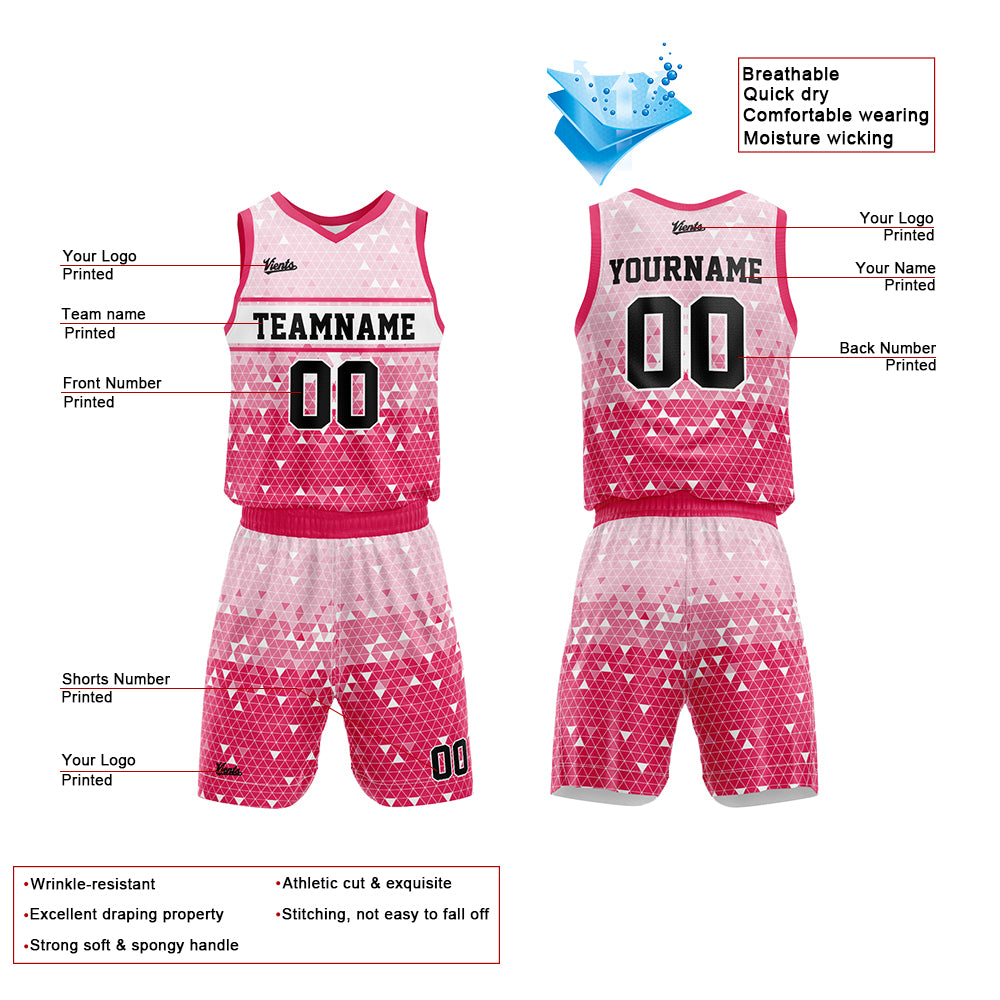 Custom Pink Basketball Jersey Uniform Suit Printed Your Logo Name Number