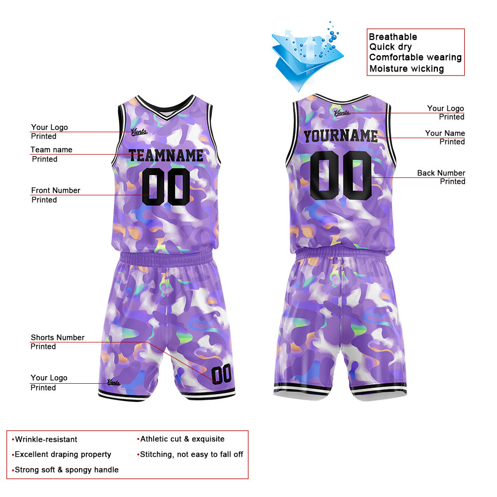 Custom Lavender Basketball Jersey Uniform Suit Printed Your Logo Name Number