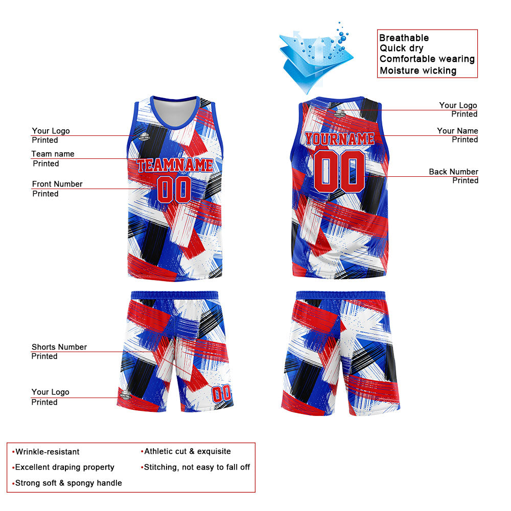 Custom Royal Red Basketball Jersey Uniform Suit Printed Your Logo Name Number