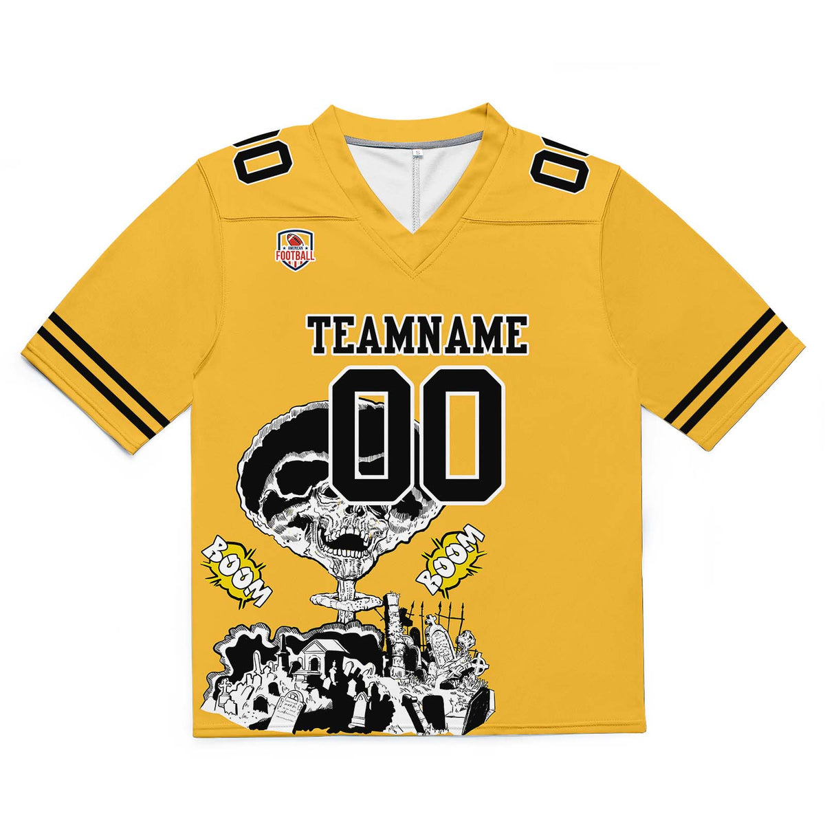 Custom Football Jersey Shirt Personalized Stitched Printed Team Name Number Yellow