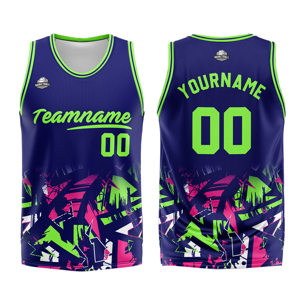 Custom Navy Neon Green Basketball Jersey Uniform Suit Printed Your Logo Name Number