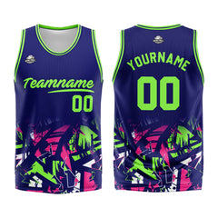 Custom Navy Neon Green Basketball Jersey Uniform Suit Printed Your Logo Name Number