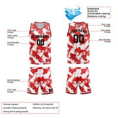 Custom Red White Basketball Jersey Uniform Suit Printed Your Logo Name Number