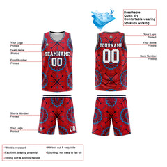 Custom Red Basketball Jersey Uniform Suit Printed Your Logo Name Number