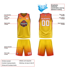 Custom Yellow Red Black Reversible Basketball Suit for Adults and Kids Personalized Jersey