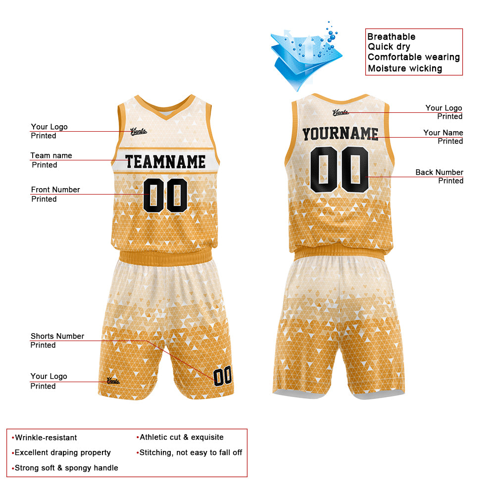 Custom Yellow Basketball Jersey Uniform Suit Printed Your Logo Name Number