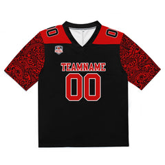 Custom Football Jersey Shirt Personalized Stitched Printed Team Name Number Black&Red