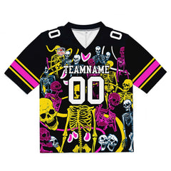 Custom Football Jersey Shirt Personalized Stitched Printed Team Name Number Skeleton-Yellow