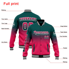 Custom Varsity Jacket Letterman jacket for Men, Women and Youth Dark Green&Pink