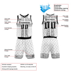Custom White Black Basketball Jersey Uniform Suit Printed Your Logo Name Number