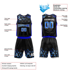 Custom Black Blue Starry Sky Basketball Jersey Uniform Suit Printed Your Logo Name Number