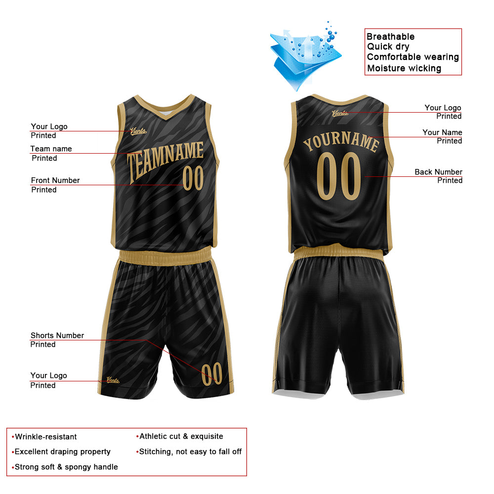 Custom Black Basketball Jersey Uniform Suit Printed Your Logo Name Number