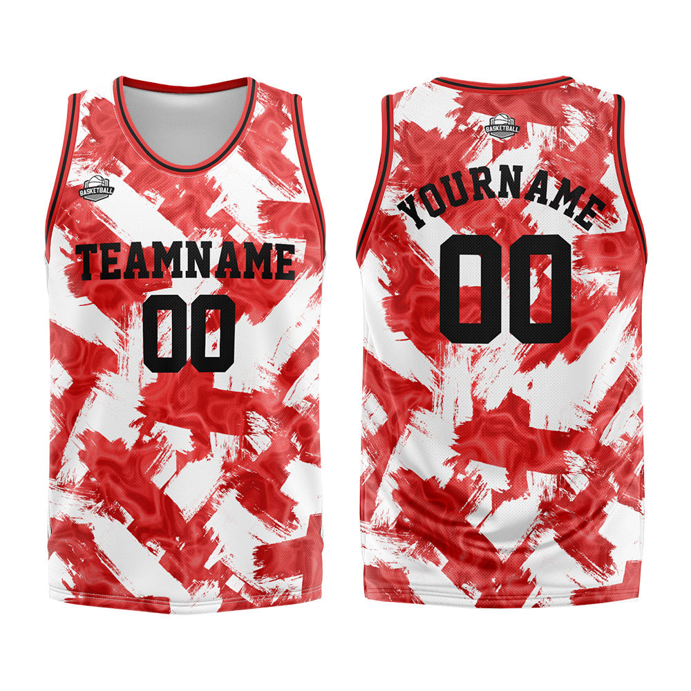 Custom Red White Basketball Jersey Uniform Suit Printed Your Logo Name Number